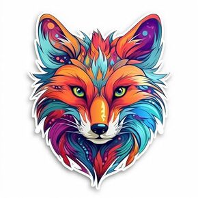 Fierce Colorful Fox Wild Life Unique Vinyl Decal Waterproof Sticker For Car bike, SUV, Truck Helmet, Laptop, Water Bottle,Notebook,Window, Bumper Sticker 5-inch (Design 4)