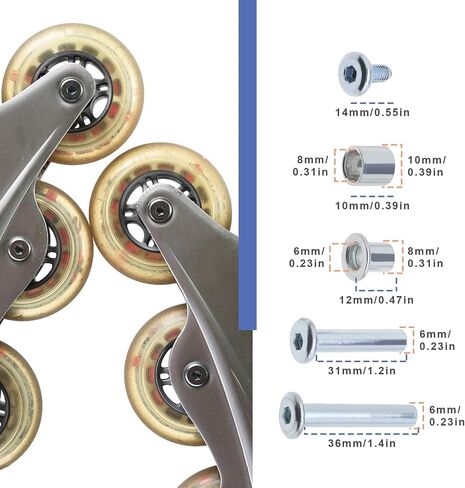 Micro Traders 46pcs Inline Skate Replacement Shaft Roller Skate Replacement Accessories Aluminum Alloy Skate Wheel Set Includes Axle & Axles Screws & Wrench & Spacers in Saudi Arabia