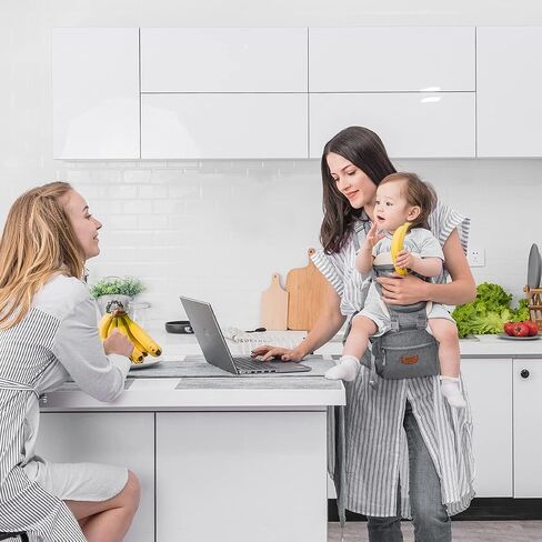 SUNVENO Baby Hipseat Ergonomic Baby Carrier Soft Cotton 6 in 1 Safety Infant Newborn Hip Seat for Home, Outdoor, Travel, 6-36 Months Babies Girls and Boys, Grey in Saudi Arabia