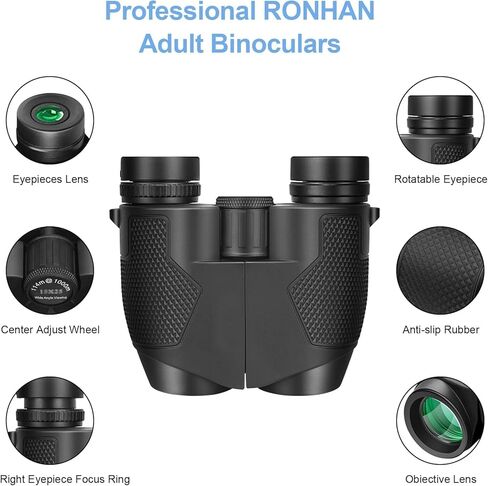 12x25 Compact Binoculars for Adults and Kids, Waterproof Binoculars with Low Light Night Vision - High Powered Easy Focus Binoculars with Low Light Vision for Outdoor Hunting Travel in Saudi Arabia