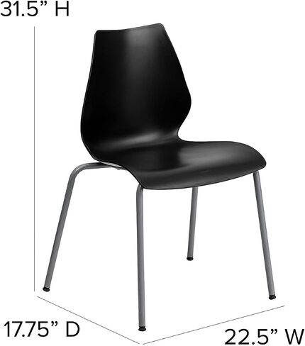 Flash Furniture 5 Pack HERCULES Series 770 lb. Capacity Black Stack Chair with Lumbar Support and Silver Frame in Saudi Arabia