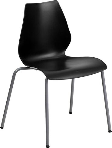 Flash Furniture 5 Pack HERCULES Series 770 lb. Capacity Black Stack Chair with Lumbar Support and Silver Frame in Saudi Arabia