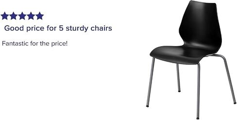 Flash Furniture 5 Pack HERCULES Series 770 lb. Capacity Black Stack Chair with Lumbar Support and Silver Frame in Saudi Arabia