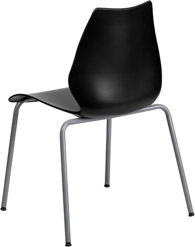 Flash Furniture 5 Pack HERCULES Series 770 lb. Capacity Black Stack Chair with Lumbar Support and Silver Frame in Saudi Arabia
