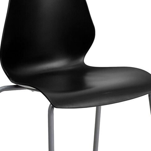 Flash Furniture 5 Pack HERCULES Series 770 lb. Capacity Black Stack Chair with Lumbar Support and Silver Frame in Saudi Arabia