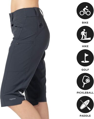 Terry Bike Shorts Women Metro BTK (Below The Knee) Hiking Water Resistant Cargo Shorts W/Removable Cycling Padded Liner in Saudi Arabia