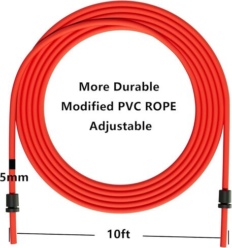 حبال القفز من السيليكون للأطفال والكبار من Mogold مقاس 5 مم من أجل اللياقة البدنية - حبل القفز قابل للتعديل للمبتدئين مع مقابض معدنية غير قابلة للكسر وحبل PVC فائق المتانة غير ملتوي لتخطي الحبل in Kuwait