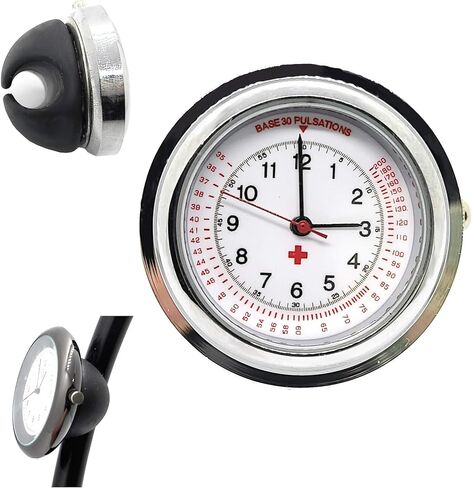 ساعة سماعة الطبيب للممرضة السوداء - إطار معدني خفيف الوزن - يتم ربطها مباشرة بسماعة الطبيب لجميع المهنيين الطبيين in Kuwait