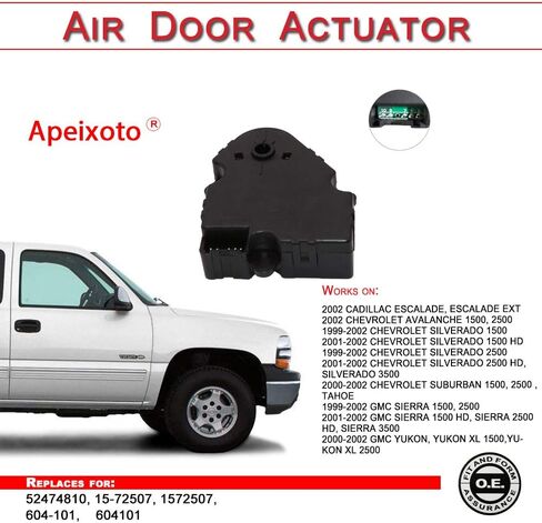 Front Lower Bottom Temperature Air door actuator for 1999-2002 Escalade Silverado Suburban Tahoe Sierra Yukon Avalanche replaces 52474810, 15-72507, 1572507, 604-101, 604101 in Saudi Arabia