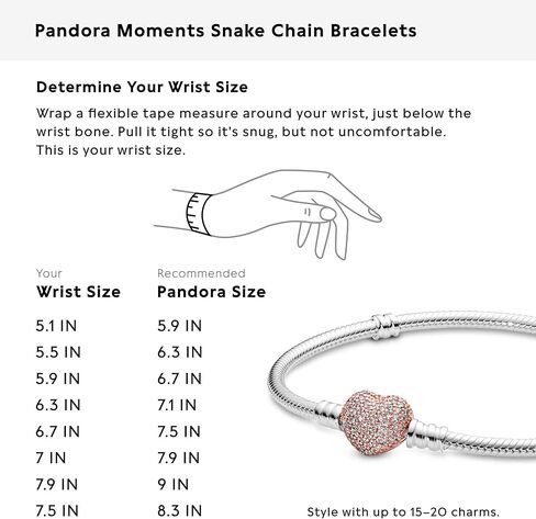 سوار سلسلة ثعبان من PANDORA Moments متلألئ بمشبك على شكل قلب - متوافق مع PANDORA Moments Charms - هدية عيد الأم مع صندوق هدايا in Kuwait