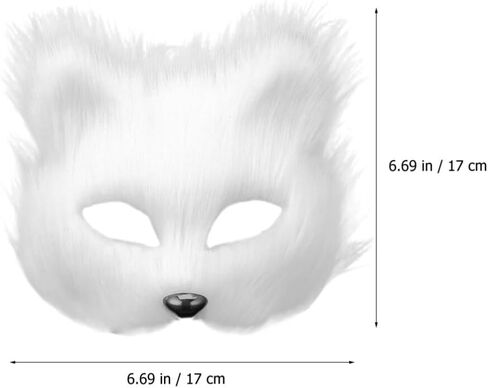 قناع VALICLUD Therian من فرو الثعلب الصناعي قناع ثعلب أبيض قناع تنكر نصف وجه على شكل حيوان فروي على شكل قطة أقنعة تنكرية قناع فرو صناعي قطيفة دعائم تنكرية لعيد الميلاد in Kuwait
