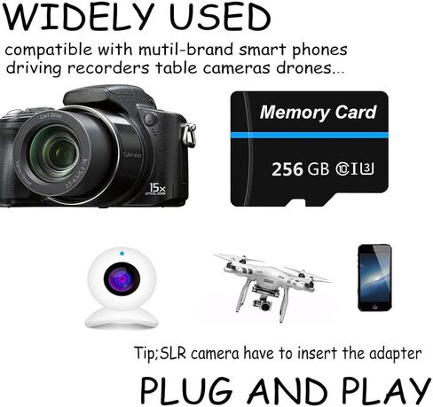 بطاقة ذاكرة 256 جيجا بايت بطاقة TF صغيرة بطاقة ذكية فائقة السرعة لهواتف Android وكاميرا الحركة والأجهزة اللوحية مساحة تخزين موسعة in Kuwait