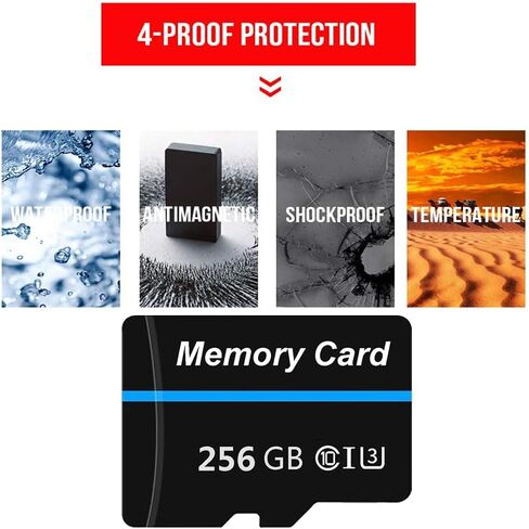بطاقة ذاكرة 256 جيجا بايت بطاقة TF صغيرة بطاقة ذكية فائقة السرعة لهواتف Android وكاميرا الحركة والأجهزة اللوحية مساحة تخزين موسعة in Kuwait