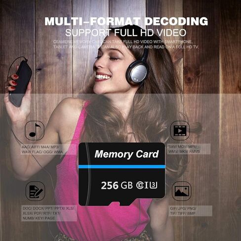 بطاقة ذاكرة 256 جيجا بايت بطاقة TF صغيرة بطاقة ذكية فائقة السرعة لهواتف Android وكاميرا الحركة والأجهزة اللوحية مساحة تخزين موسعة in Kuwait