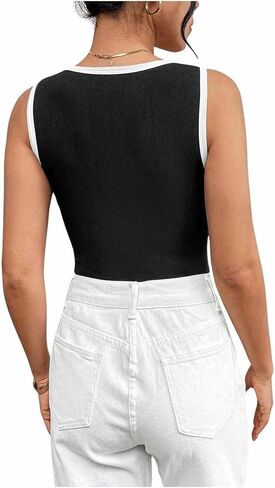SweatyRocks Women's Half Zip Scoop Neck Bodysuit shirts Sleeveless Slim Fit Jumpsuit Tops in Saudi Arabia