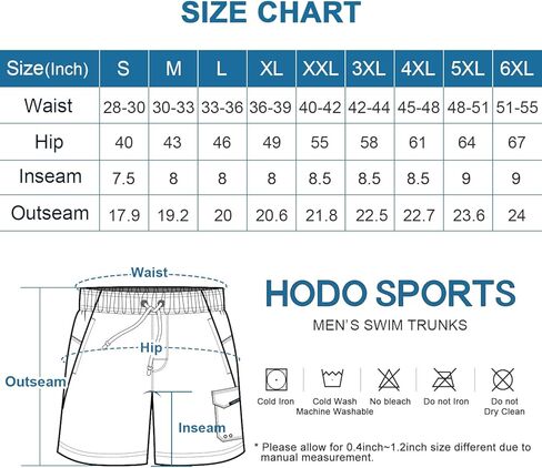 HODOSPORTS Mens 8" Swim Trunks Quick Dry Bathing Suit with Mesh Liner (Regular & Big Tall Sizes) in Saudi Arabia
