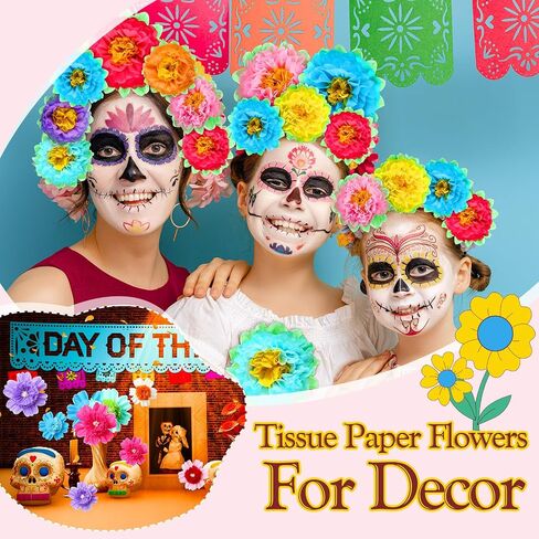 Chivertion 63 قطعة زهور ورقية كبيرة الحجم فييستا مكسيكية زهور ورقية زينة جدار الربيع ديكور كرنفال زهرة الزفاف زينة عيد الميلاد (20 بوصة، 12 بوصة، 10 بوصة، 8 بوصة، 6 بوصة) in Saudi Arabia