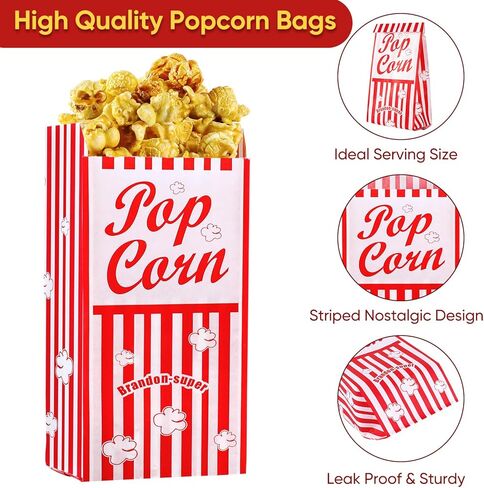 200 قطعة من أكياس الفشار الورقية - 1 أونصة من أكياس الفشار السائبة ملحقات آلة الفشار لمسارح الأفلام وحفلات الكرنفال in Kuwait