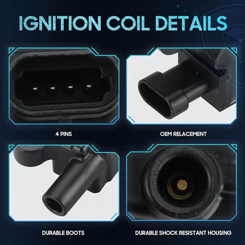 Hurotoms 4PCS Ignition Coil Pack Compatible with Buick Cadillac Escalade CTS Chevrolet Express 1500 2500 3500 4500 Hummer H2 H3 Isuzu NPR Pontiac 4.8L 5.3L 6.0L 6.2L, Replace for UF413 C1511, Black in Saudi Arabia