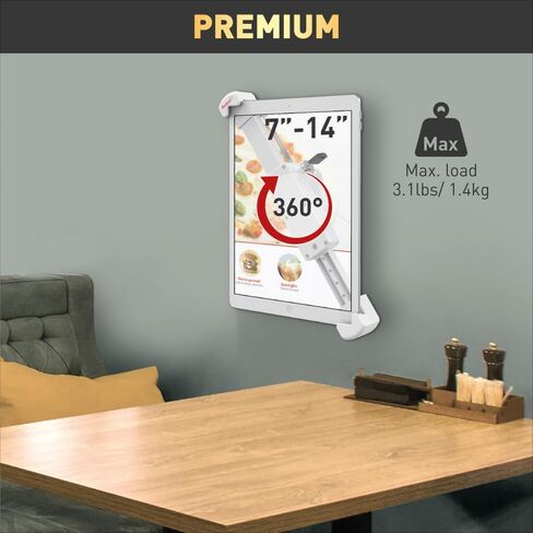 Barkan Tablet Mount Holder for 7-14 inch Devices, Full Motion Articulating, 360 Degree Rotation Bracket, fits Apple iPad/Air/Mini, Samsung Galaxy Tab, Fire HD 7/8 / 10 in Saudi Arabia