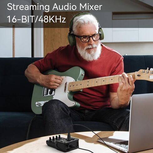 Koitmy Audio Mixer صغير قابل للشرب، لوحة صوت ستيريو مزدوجة القناة مع طاقة فانتوم XLR 48 فولت لأجهزة الهاتف PC، ألعاب الكاريوكي ستوديو البث المباشر للبودكاست in Kuwait