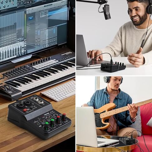 Koitmy Audio Mixer صغير قابل للشرب، لوحة صوت ستيريو مزدوجة القناة مع طاقة فانتوم XLR 48 فولت لأجهزة الهاتف PC، ألعاب الكاريوكي ستوديو البث المباشر للبودكاست in Kuwait