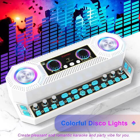 واجهة صوتية مع خلاط، خلاط صوت متدفق مع مكبر صوت 40 وات، لوحة صوت، تأثيرات صوتية، حل استوديو محمول الكل في واحد للبث المباشر وتسجيل ألعاب البودكاست كاريوكي (أبيض) in Kuwait