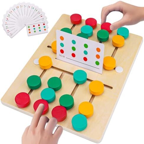 Montessori Learning Toys Slide Puzzle Color & Shape Matching Brain Teasers Logic Game Preschool Educational Wooden Toys for Kids Boys Girls Age 3 4 5 6 7 Years Old Airplane Travel Toys Birthday Gifts in Kuwait
