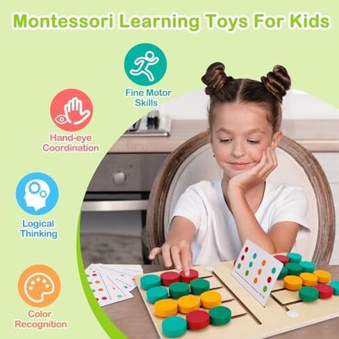 Montessori Learning Toys Slide Puzzle Color & Shape Matching Brain Teasers Logic Game Preschool Educational Wooden Toys for Kids Boys Girls Age 3 4 5 6 7 Years Old Airplane Travel Toys Birthday Gifts in Kuwait
