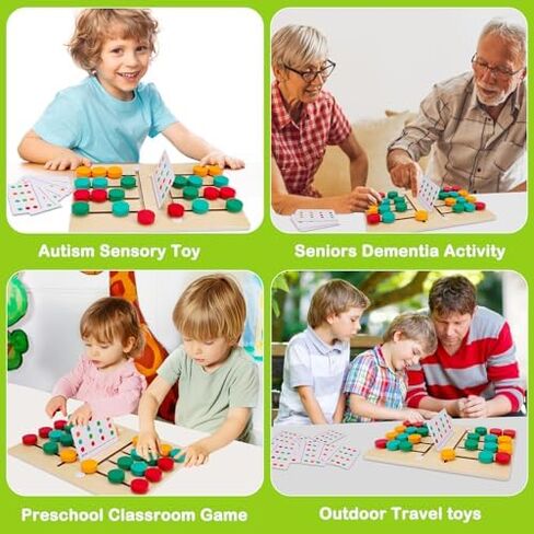 Montessori Learning Toys Slide Puzzle Color & Shape Matching Brain Teasers Logic Game Preschool Educational Wooden Toys for Kids Boys Girls Age 3 4 5 6 7 Years Old Airplane Travel Toys Birthday Gifts in Kuwait