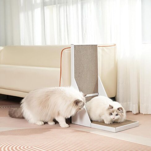 Kidding Pets L Shape Cat Scratch Pad with Box for Large Medium Small Indoor Cats, 23.6 inch Easy Clean Recyclable Cardboard Cat Scratching Pad for Resting, Claw Grinding and Playing (White) in Saudi Arabia