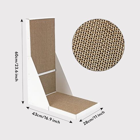 Kidding Pets L Shape Cat Scratch Pad with Box for Large Medium Small Indoor Cats, 23.6 inch Easy Clean Recyclable Cardboard Cat Scratching Pad for Resting, Claw Grinding and Playing (White) in Saudi Arabia