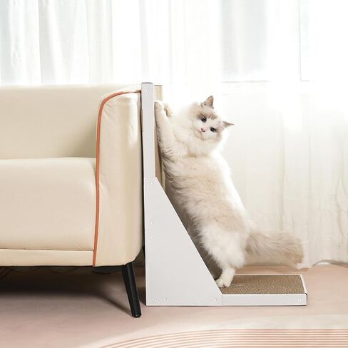 Kidding Pets L Shape Cat Scratch Pad with Box for Large Medium Small Indoor Cats, 23.6 inch Easy Clean Recyclable Cardboard Cat Scratching Pad for Resting, Claw Grinding and Playing (White) in Saudi Arabia