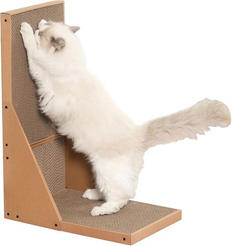 Kidding Pets L Shape Cat Scratch Pad with Box for Large Medium Small Indoor Cats, 23.6 inch Easy Clean Recyclable Cardboard Cat Scratching Pad for Resting, Claw Grinding and Playing (White) in Saudi Arabia