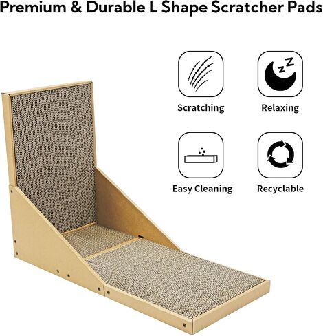 Kidding Pets L Shape Cat Scratch Pad with Box for Large Medium Small Indoor Cats, 23.6 inch Easy Clean Recyclable Cardboard Cat Scratching Pad for Resting, Claw Grinding and Playing (White) in Saudi Arabia