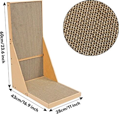 Kidding Pets L Shape Cat Scratch Pad with Box for Large Medium Small Indoor Cats, 23.6 inch Easy Clean Recyclable Cardboard Cat Scratching Pad for Resting, Claw Grinding and Playing (White) in Saudi Arabia