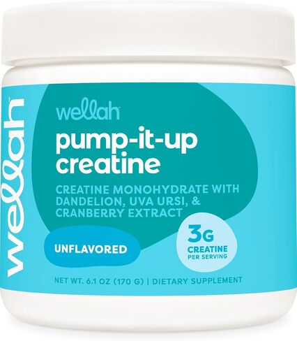 Wellah Pump-It-Up Creatine (50 حصة، عصير الليمون بالفراولة) - كرياتين مونوهيدرات مع الهندباء، وأوفا أورسي، ومستخلص التوت البري in Kuwait