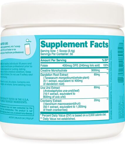 Wellah Pump-It-Up Creatine (50 حصة، عصير الليمون بالفراولة) - كرياتين مونوهيدرات مع الهندباء، وأوفا أورسي، ومستخلص التوت البري in Kuwait