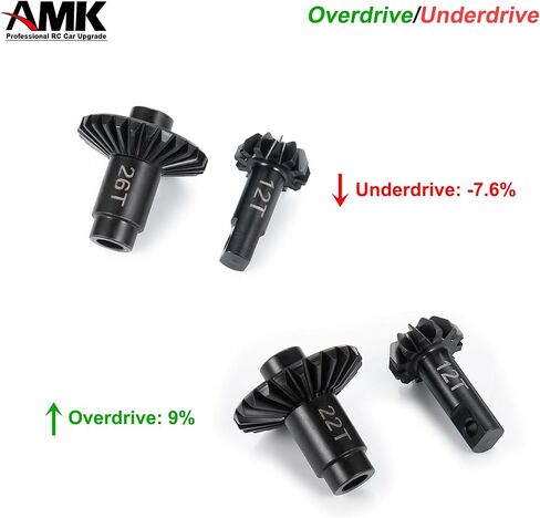 AMK Steel TRX4M Bevel Gear, Differential 12T-26T Underdrive 12T-22T Overdrive Diff Gears Ring Pinion Set for 1/18 RC Crawler TRX4M Upgrades in Saudi Arabia