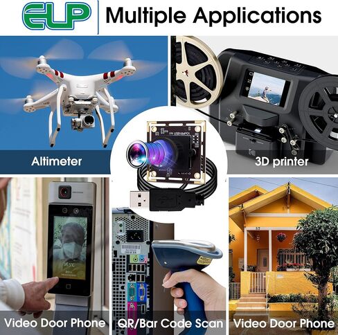 ELP 16MP Wide Angle USB Camera Module with 170degree Fisheye Lens for Raspberry Pi, Computer 4K Mini UVC USB2.0 Video Webcam Board Industrial PC Lightburn IMX298 Laptop, ELP-USB16MP01-L170 in Kuwait