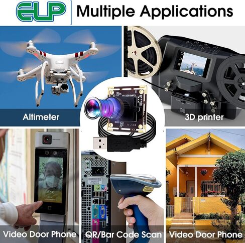 ELP 16MP Wide Angle USB Camera Module for Raspberry Pi and Computer 4K Mini UVC USB2.0 Video Webcam Board with 118degree No Distortion Lens IMX298 Industrial PC Lightburn Camera for Laptop,Jetson Nano in Saudi Arabia