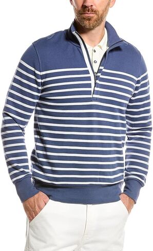 Brooks Brothers Men's Mariner Long Sleeve Stripe Half-Zip, Blue/White, XX-Large in Saudi Arabia