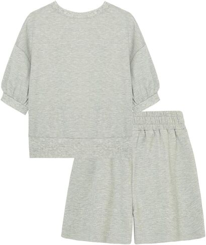 HABITUAL girl Girl's Ponte Top & Shorts Set (Big Kids) Grey Heather 10 (Big Kids) in Saudi Arabia