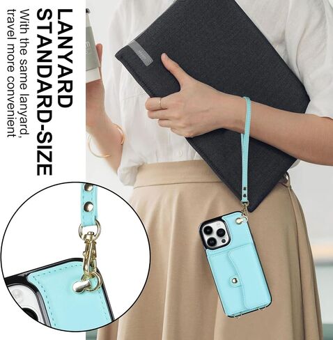 JYYVE for iPhone 12/12 Pro Case 6.1 Inch, Crossbody Purse Wristlet Shoulder Strap Trendy Protective Cover for iPhone 12/12 Pro (Rose Gold) in Saudi Arabia