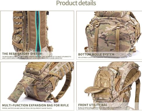 YAKEDA Military Tactical Backpack Large Army 3 Day Molle Bug Out Bag Backpacks for Outdoor Hiking Camping Trekking Hunting (CP) in Saudi Arabia