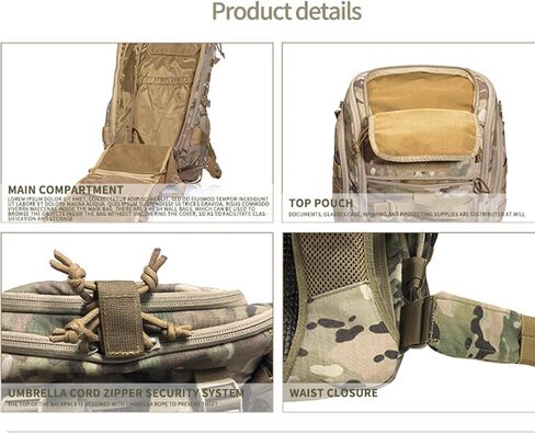 YAKEDA Military Tactical Backpack Large Army 3 Day Molle Bug Out Bag Backpacks for Outdoor Hiking Camping Trekking Hunting (CP) in Saudi Arabia