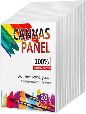20 حزمة من لوحات القماش مقاس 8 × 10 بوصة للرسم، لوحات قماشية فارغة للرسم، ثلاثية معدة للدهانات الزيتية والأكريليك، لوحات قماش قطنية 100% للدهانات المائية الزيتية الأكريليكية، سمك 3 مم in Kuwait