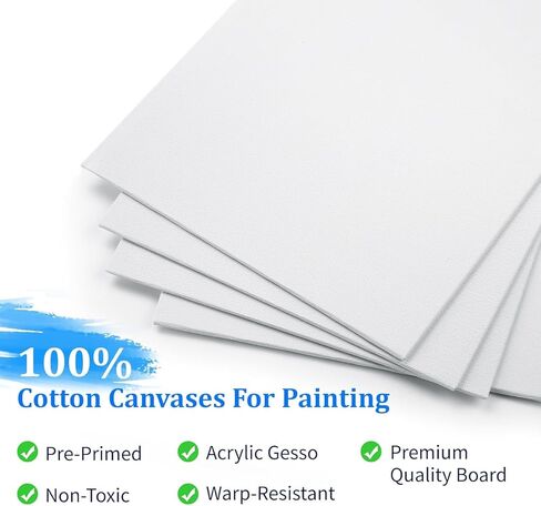 10 عبوات من لوحات القماش مقاس 11 × 14 بوصة للرسم، لوحات قماشية فارغة للرسم، معدة ثلاثية للدهانات الزيتية والأكريليك، لوحات قماش قطنية 100% للدهانات المائية الزيتية الأكريليكية، سمك 3 مم in Kuwait