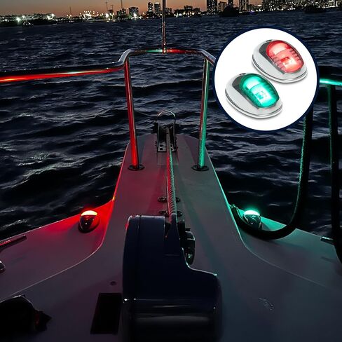 أضواء الملاحة للقوارب الخمسة المحيطات، ضوء القوس LED، أضواء الملاحة للقوارب LED باللون الأحمر والأخضر، أضواء القارب للملاحة الأفقية للتركيب الجانبي، 12 فولت، معتمد من USCG 2NM - FO2890 in Kuwait