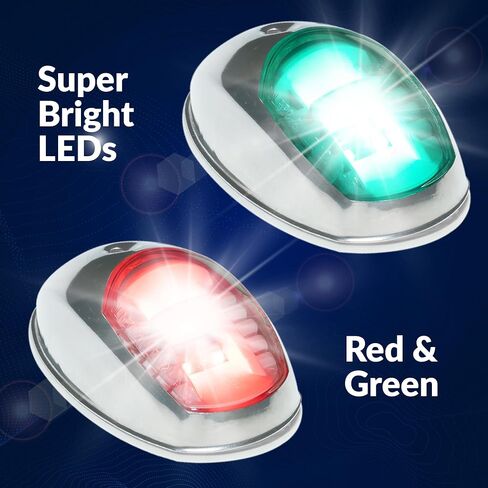 أضواء الملاحة للقوارب الخمسة المحيطات، ضوء القوس LED، أضواء الملاحة للقوارب LED باللون الأحمر والأخضر، أضواء القارب للملاحة الأفقية للتركيب الجانبي، 12 فولت، معتمد من USCG 2NM - FO2890 in Kuwait